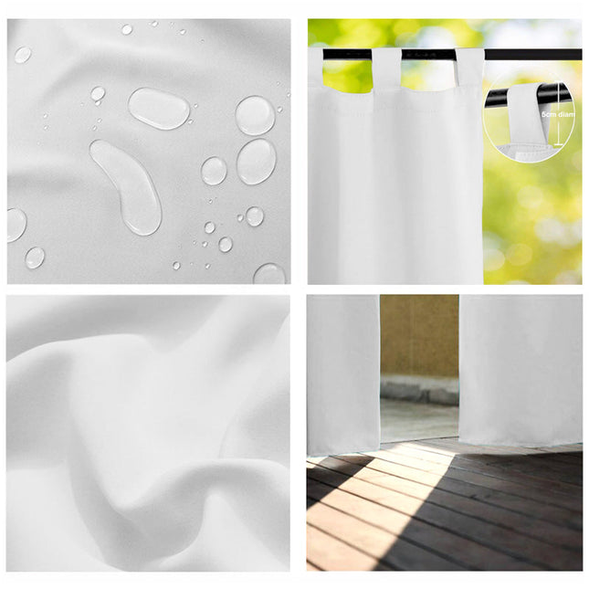 Hvidt vandtæt udendørs gardin med stropper