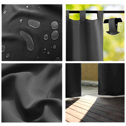 Mørkt udendørs gardin med stropper