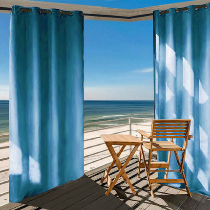 Blåt gardin til havepavillon og terrasse