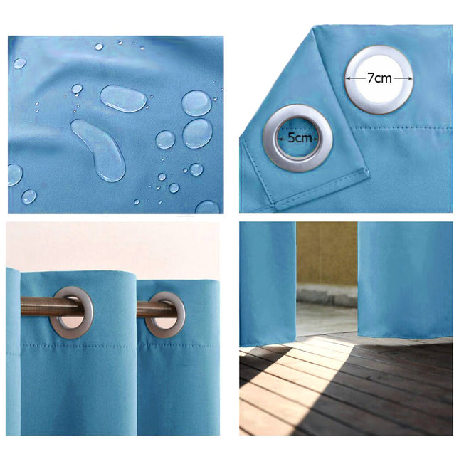 Blåt gardin til havepavillon og terrasse