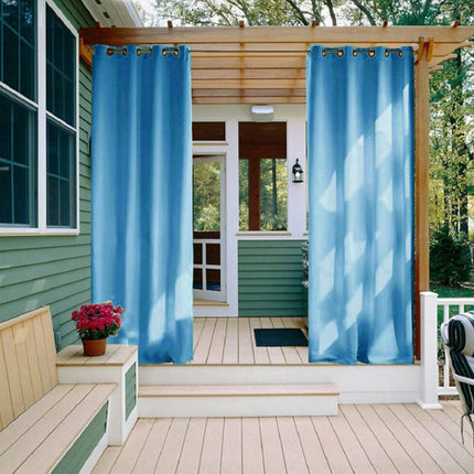 Blåt gardin til havepavillon og terrasse