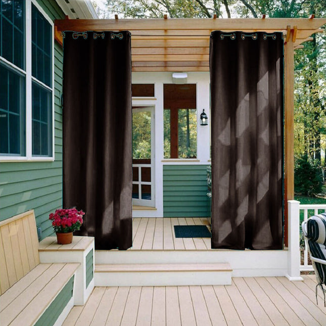 Vandtæt brunt udendørs gardin med øjer