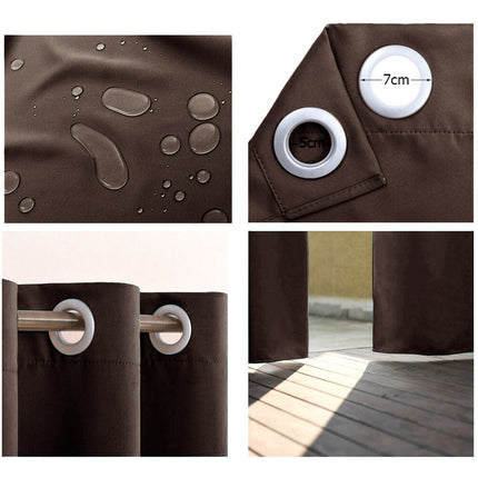 Vandtæt brunt udendørs gardin med øjer