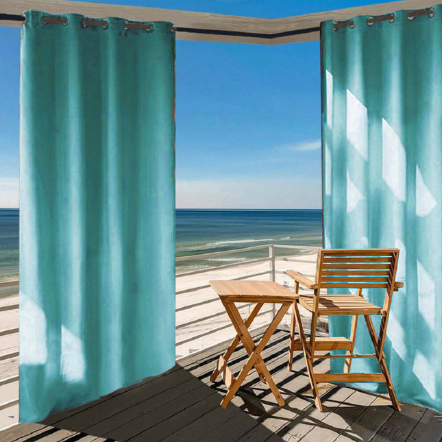 Turkis vandafvisende gardin med øjer