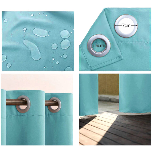 Turkis vandafvisende gardin med øjer