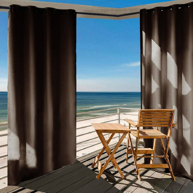 Brunt gardin med øjer til pergola