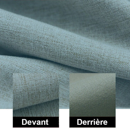 Blåt mørklægningsgardin med naturligt hørlook