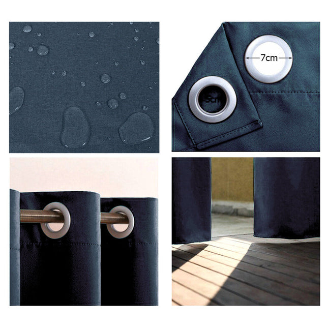 Mørkeblåt havegardin til pergola og terrasse