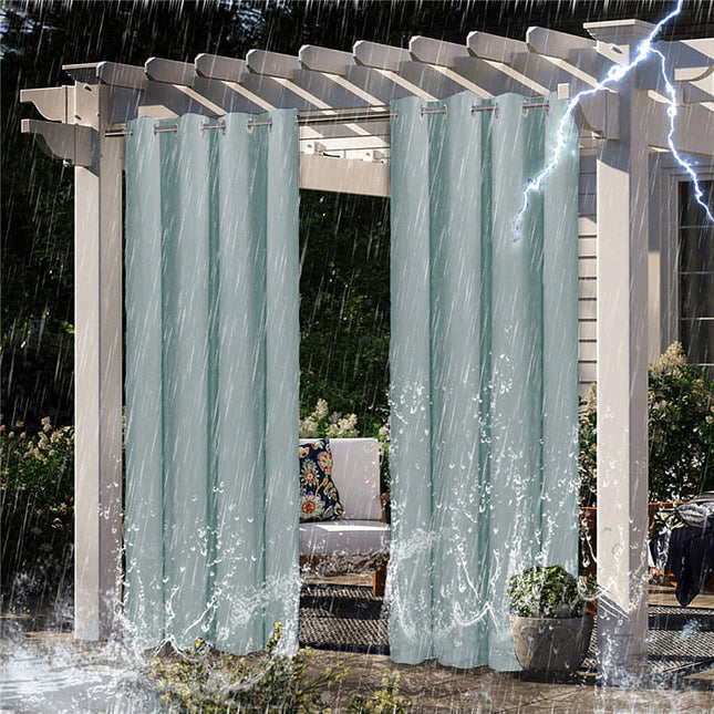 Blågrønt udendørs gardin til pavillon