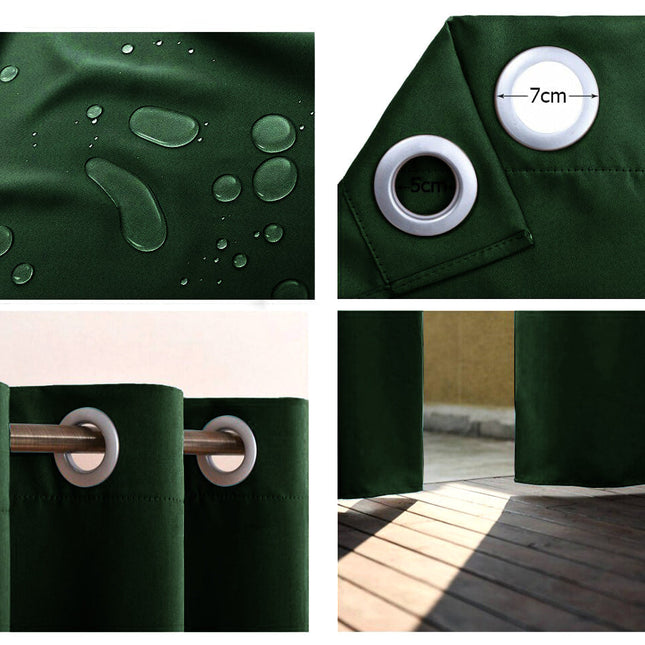 Mørkegrønt udendørs gardin med mørklægning