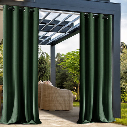 Mørkegrønt udendørs gardin med mørklægning