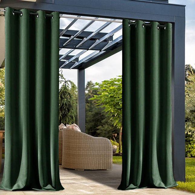Mørkegrønt udendørs gardin med mørklægning