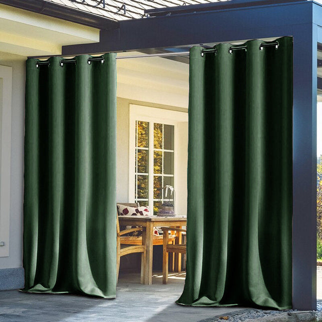 Mørkegrønt udendørs gardin med mørklægning