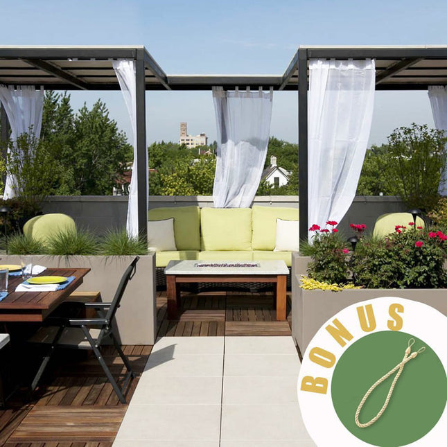 Vejrbestandigt udendørs gardin med øjer