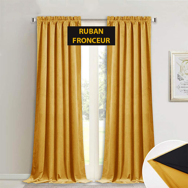 Sennepsgult mørklægningsgardin i blødt velour