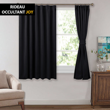 Sort Joy mørklægningsgardin med rynkebånd
