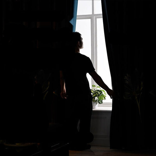 Elegant sort mørklægningsgardin til stuen