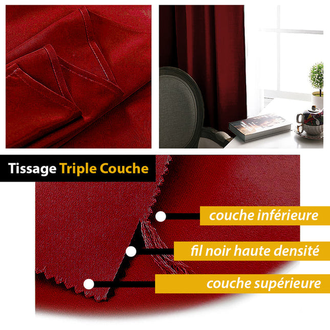 Ensfarvet bordeaux mørklægningsgardin med rynkebånd