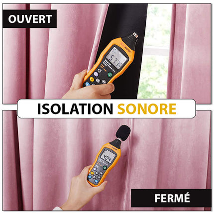 Lyserødt mørklægningsgardin i blødt velour