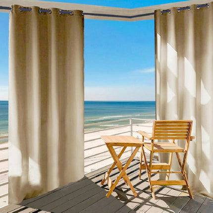 Vandafvisende beige gardin til udendørs brug