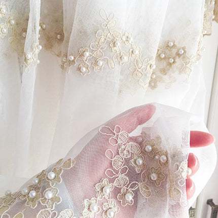Elegant voile gardin med perler