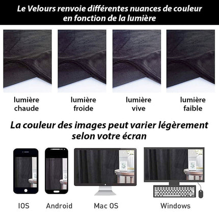 Sort termisk mørklægningsgardin i velour