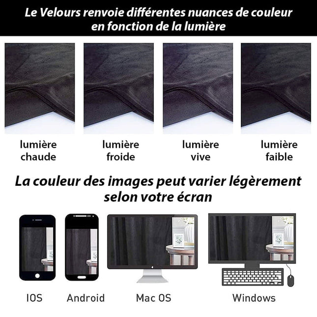 Sort termisk mørklægningsgardin i velour