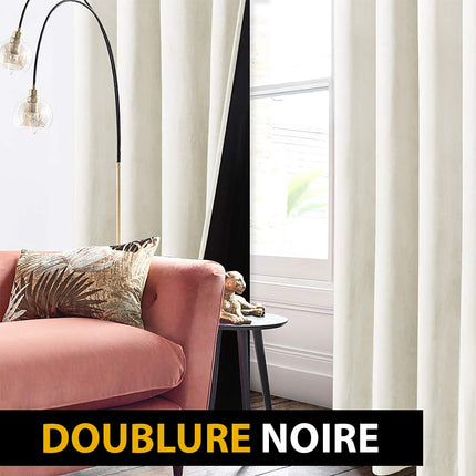 Hvidt mørklægningsgardin i fløjl med løbegang