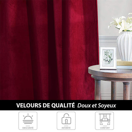 Bordeaux termogardin i luksus velour