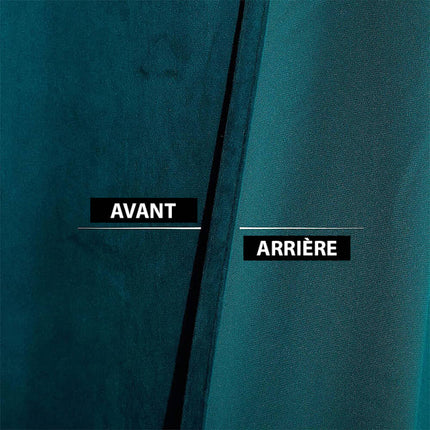 Blågrønt velour termogardin til stuen