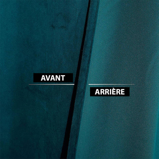 Blågrønt velour termogardin til stuen