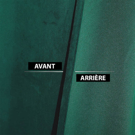 Isolerende velourgardin i elegant blågrøn farve