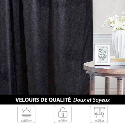 Sort termisk mørklægningsgardin i velour