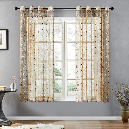 Brunt let gardin med fugleredemønster