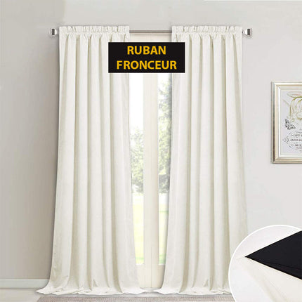 Hvidt mørklægningsgardin i fløjl med løbegang