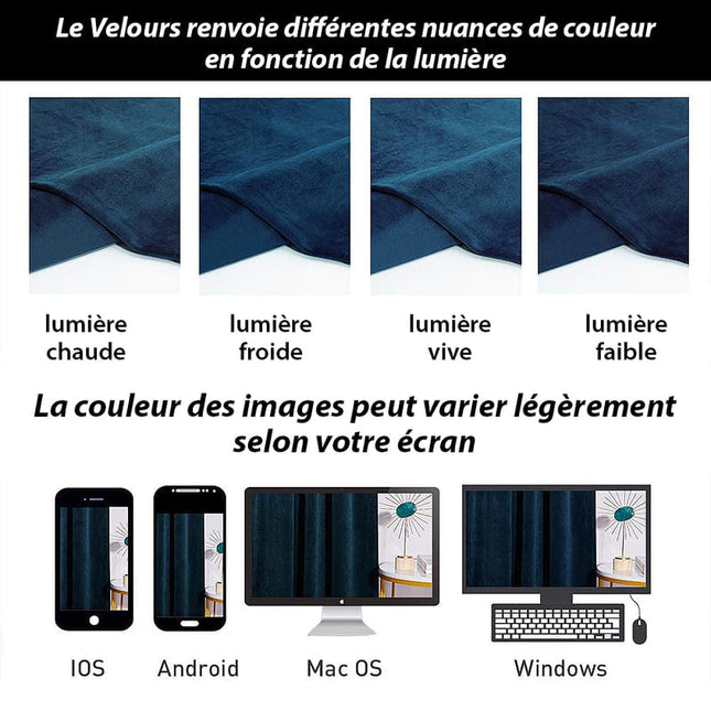 Midnatsblåt mørklægningsgardin i velour