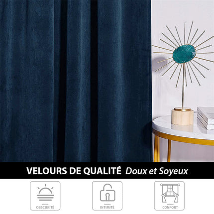 Midnatsblåt mørklægningsgardin i velour