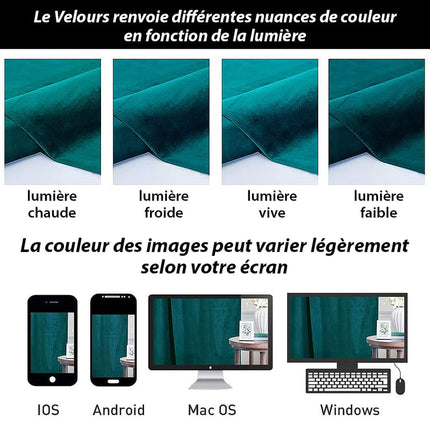 Blågrønt velour termogardin til stuen