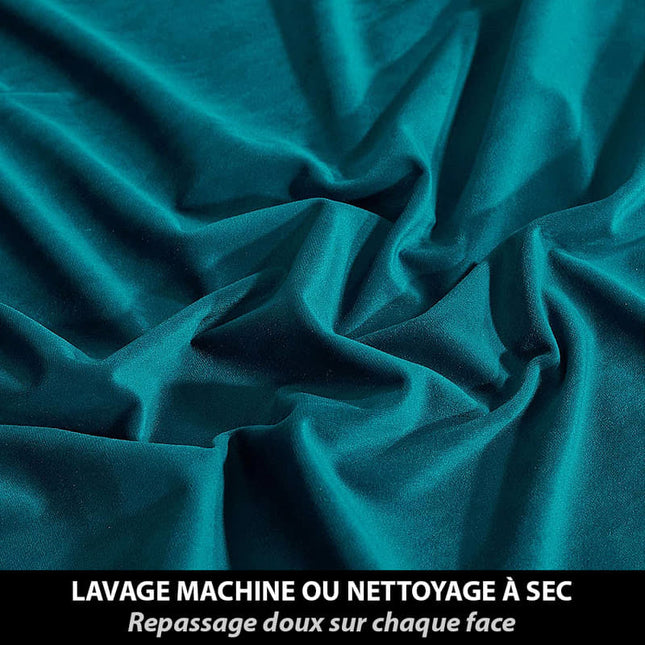 Blågrønt velour termogardin til stuen