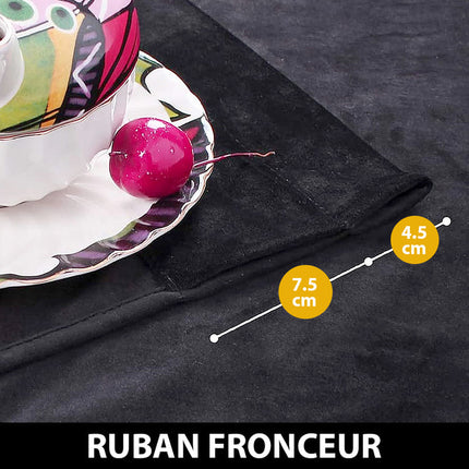 Sort termisk mørklægningsgardin i velour