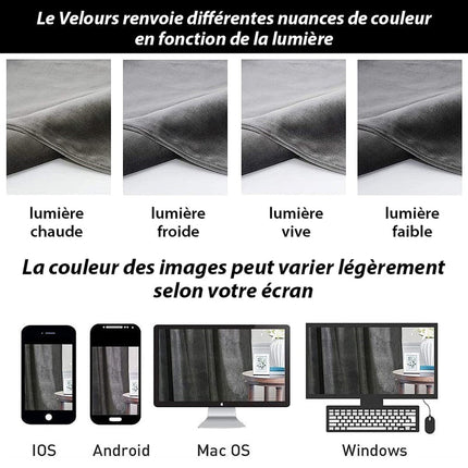 Mørkegråt termisk mørklægningsgardin i velour