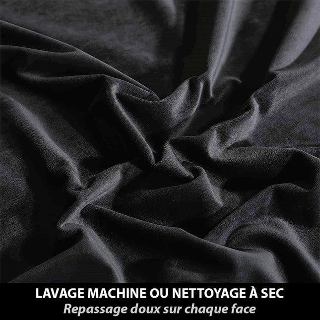 Sort termisk mørklægningsgardin i velour