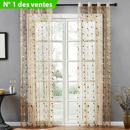 Brunt let gardin med fugleredemønster