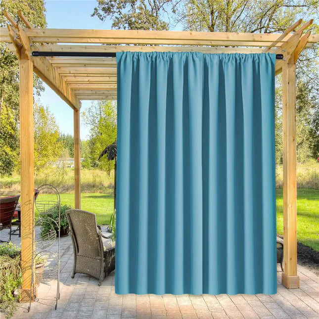 Støvet blå udendørs gardin til pergola