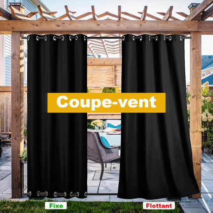 Sort vindtæt gardin til pergola
