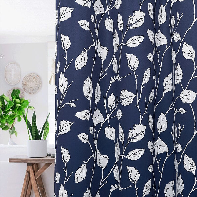 Udendørs gardin med hvidt bladmotiv